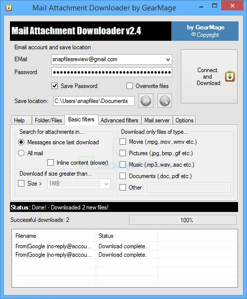 Mail Attachment Downloader 스크린샷 2