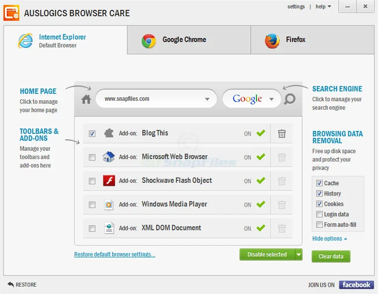 Auslogics Browser Care 스크린샷 1