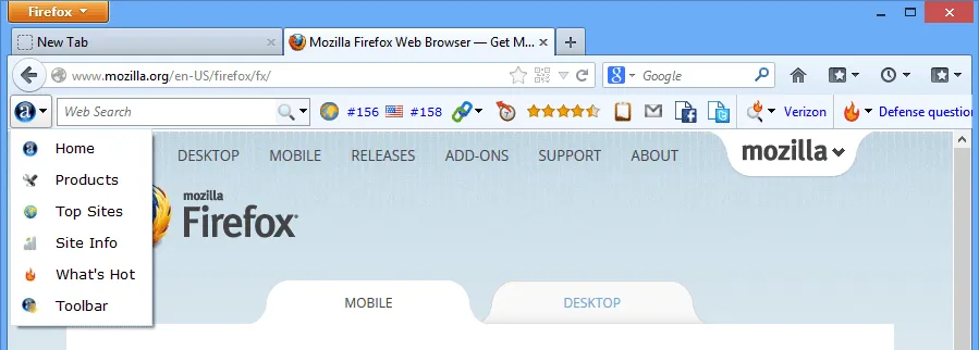 Alexa Toolbar for Firefox 스크린샷 1