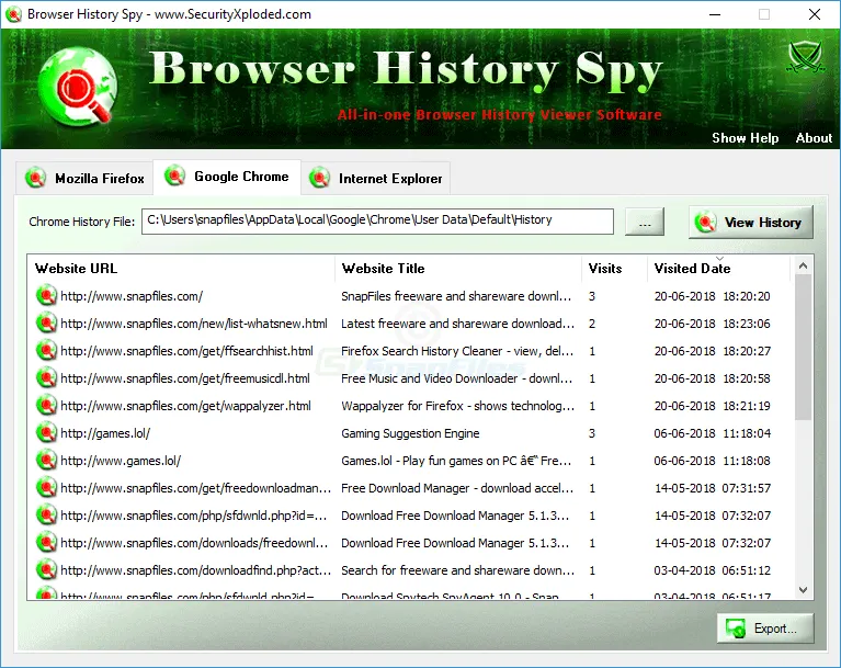 Browser History Spy 스크린샷 1