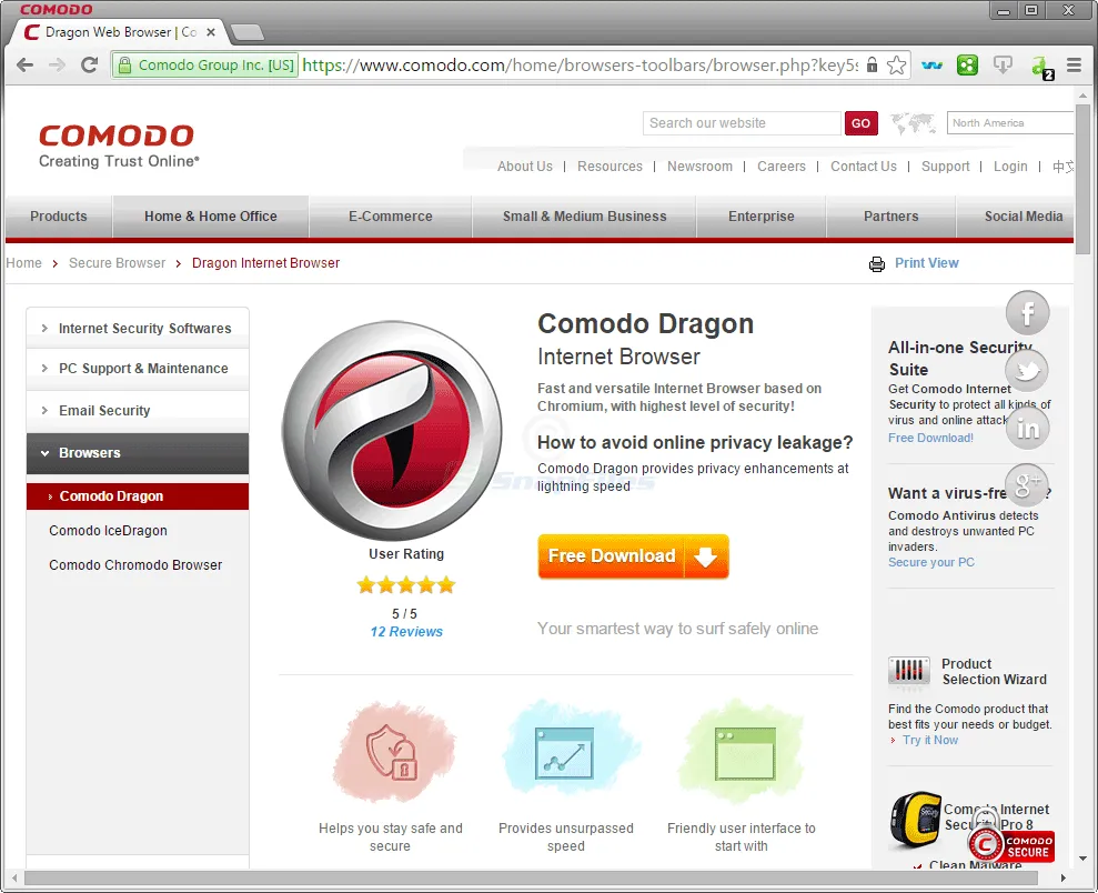 Comodo Dragon 스크린샷 1