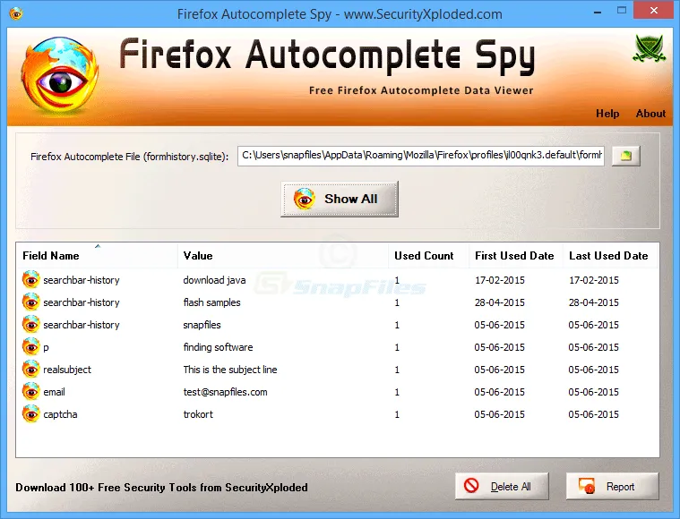 Firefox Autocomplete Spy 스크린샷 1