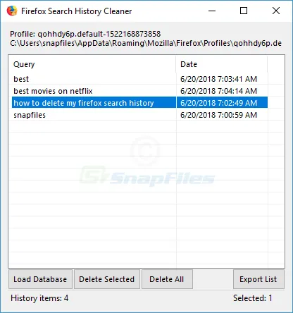 Firefox Search History Cleaner 스크린샷 1