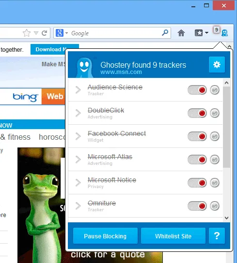 Ghostery for Firefox 스크린샷 1