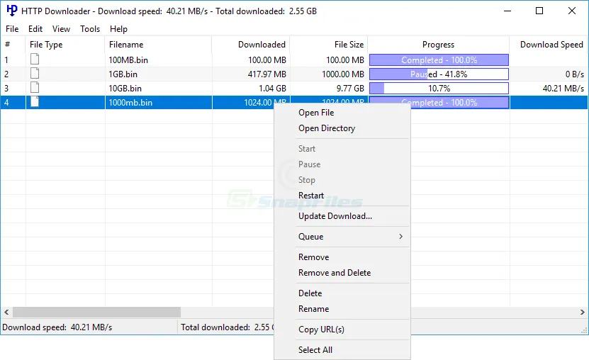 HTTP Downloader 스크린샷 1