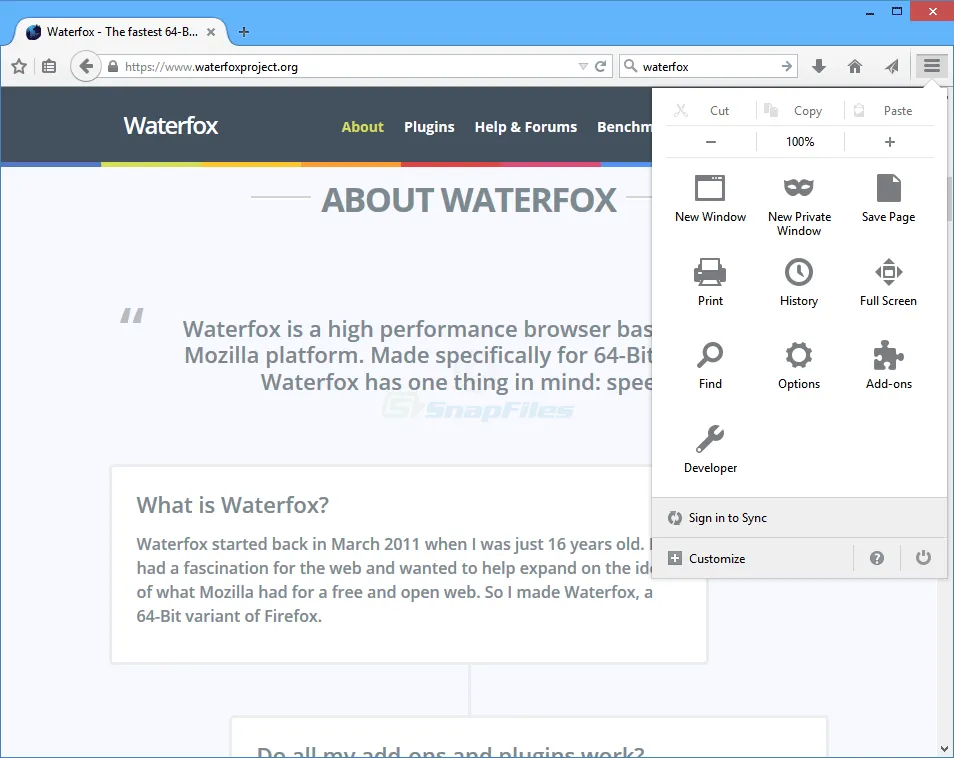 Waterfox 스크린샷 2