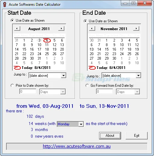 Acute Date Calculator 스크린샷 1