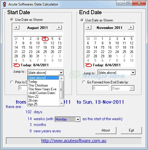 Acute Date Calculator 스크린샷 2