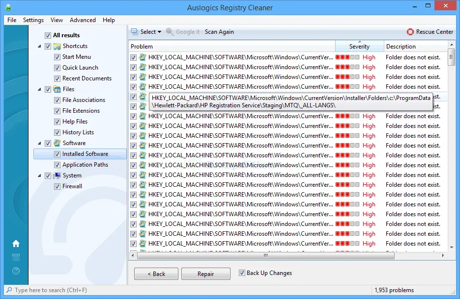 Auslogics Registry Cleaner 스크린샷 2