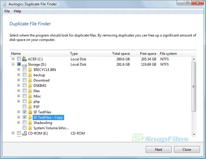 Auslogics Duplicate File Finder 스크린샷 1