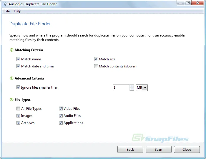 Auslogics Duplicate File Finder 스크린샷 2