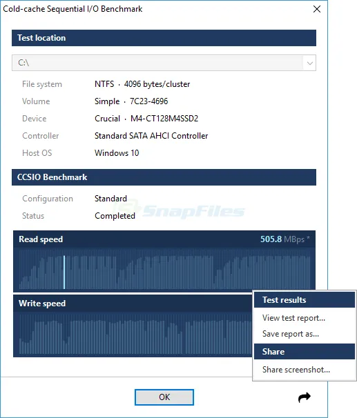 CCSIO Benchmark 스크린샷 2