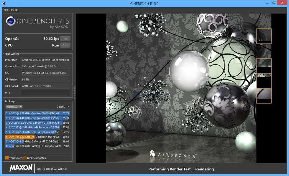 MAXON CINEBENCH 스크린샷 2