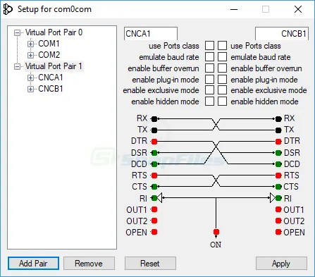 Null-modem Emulator (com0com) 스크린샷 2