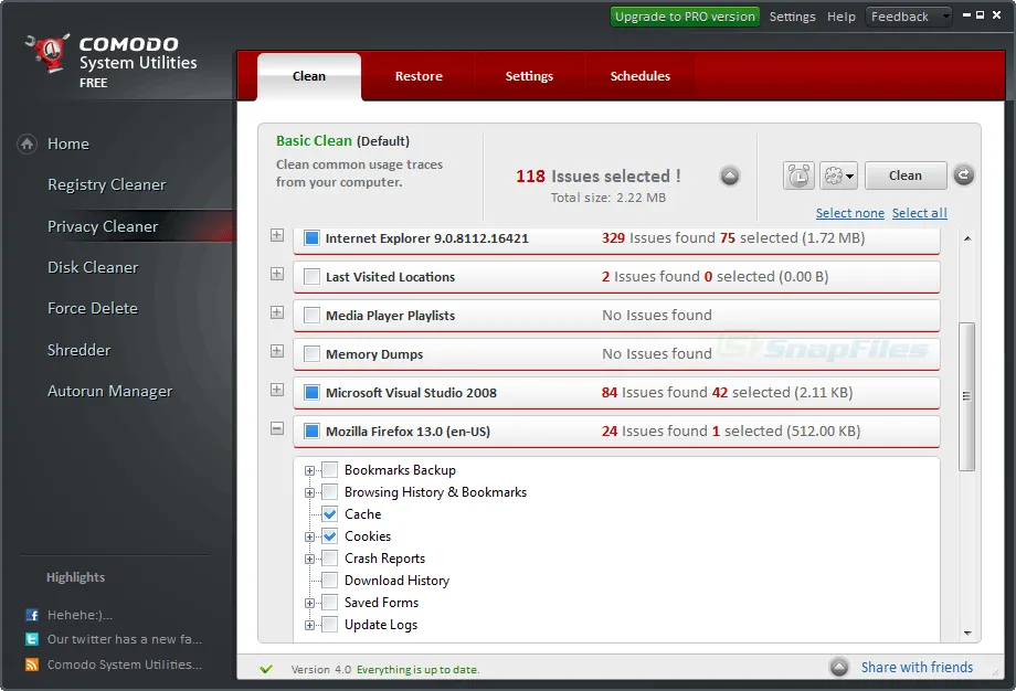 Comodo System Utilities 스크린샷 2