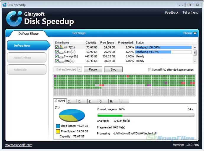 Glarysoft Disk SpeedUp 스크린샷 1