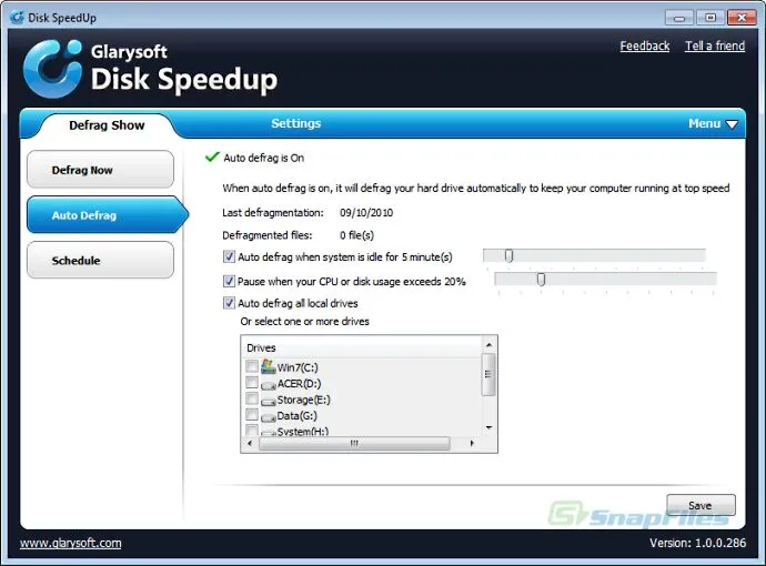 Glarysoft Disk SpeedUp 스크린샷 2