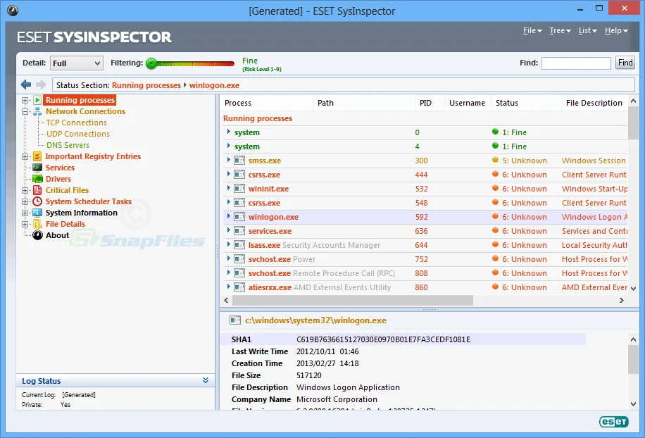 ESET SysInspector 스크린샷 1