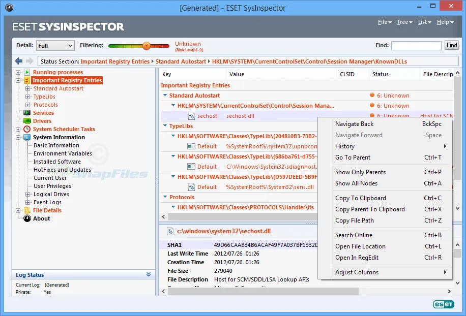 ESET SysInspector 스크린샷 2