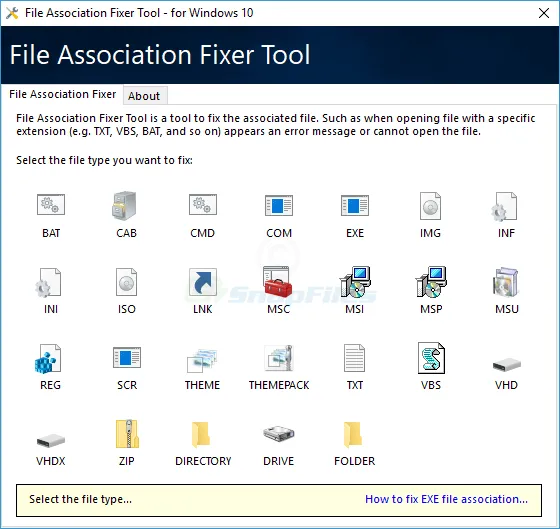 File Association Fixer Tool 스크린샷 1