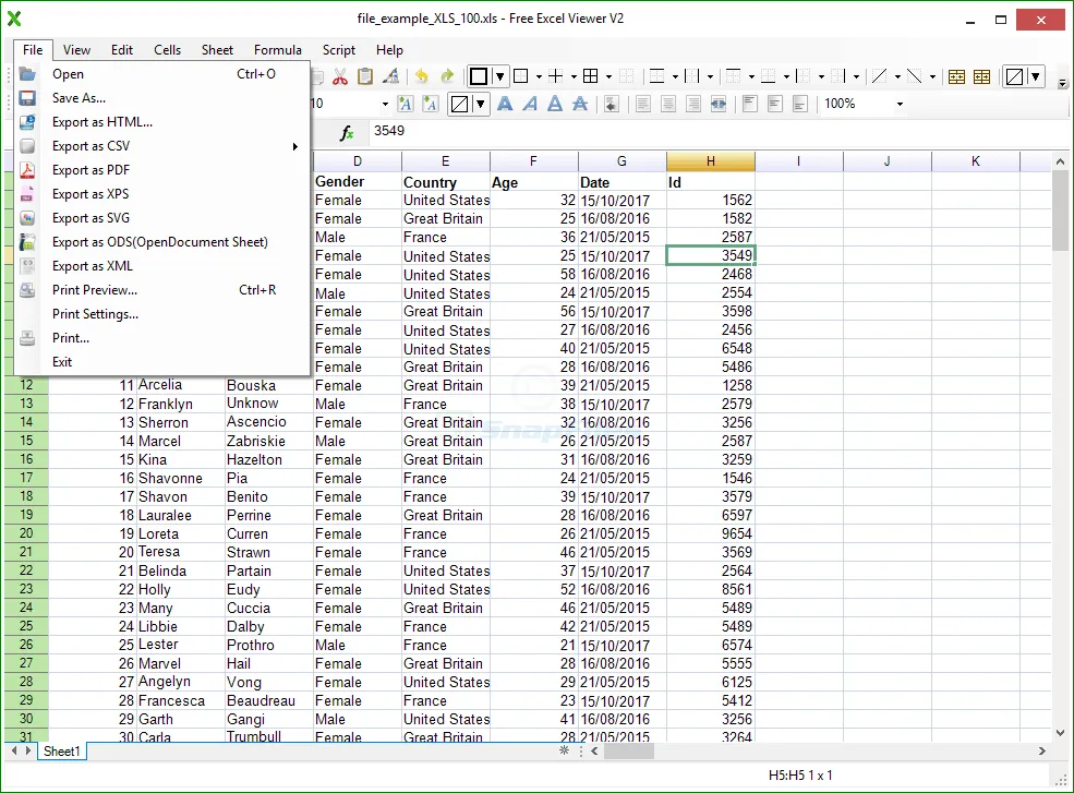 Free Excel Viewer 스크린샷 2