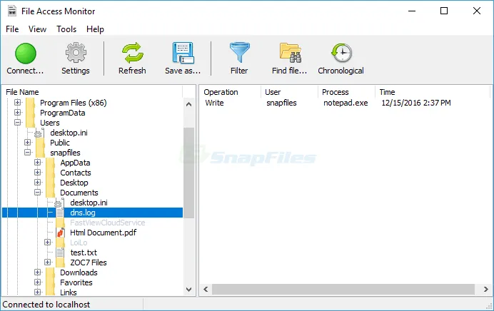 SoftPerfect File Access Monitor 스크린샷 1