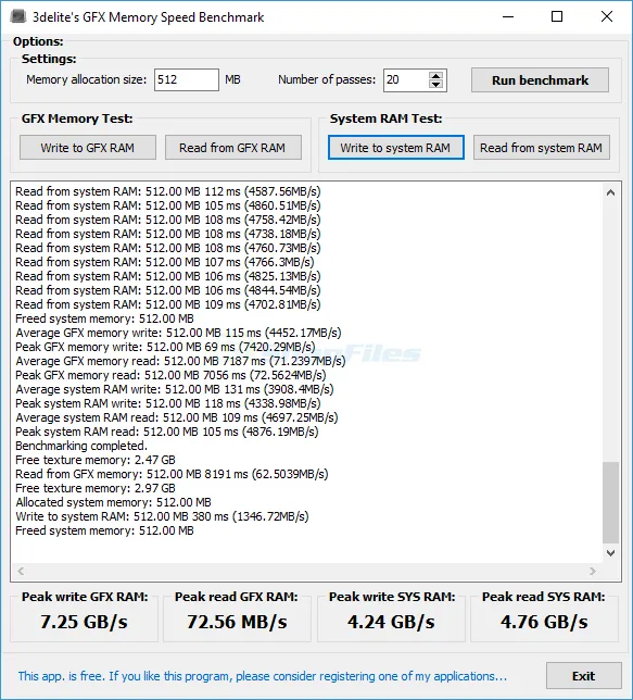 GFX Memory Speed Benchmark 스크린샷 1