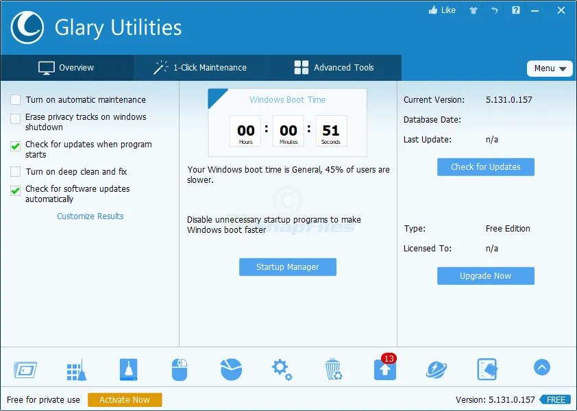 Glary Utilities Free 스크린샷 1