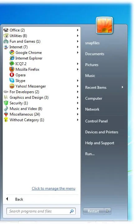 Handy Start Menu 스크린샷 2