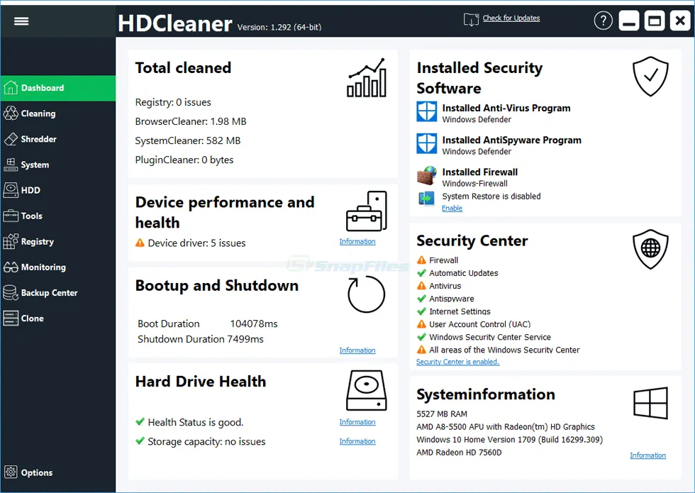 HDCleaner 스크린샷 1