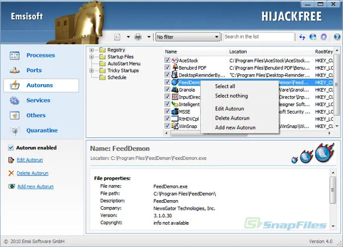 Emsisoft HiJackFree 스크린샷 2