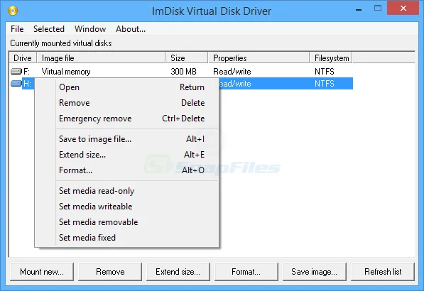 ImDisk Virtual Disk Driver 스크린샷 1