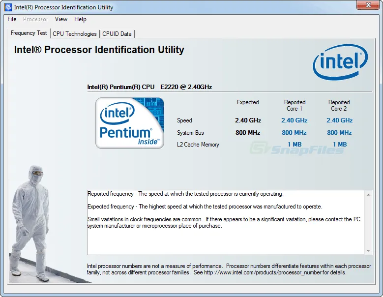 Intel Processor Identification Utility 스크린샷 1