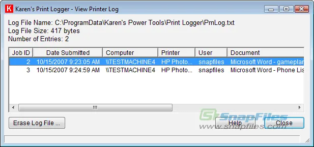 Karens Print Logger 스크린샷 2