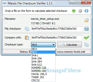 Marxio File Checksum Verifier 스크린샷 1