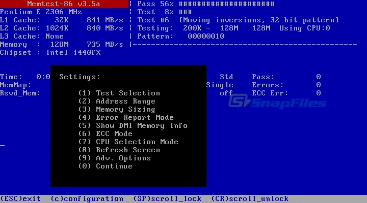 Memtest86 스크린샷 1