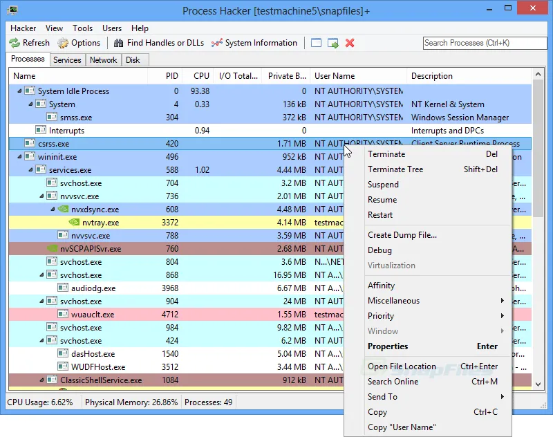 Process Hacker 스크린샷 1