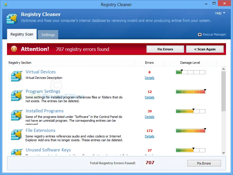 Pointstone Registry Cleaner 스크린샷 1