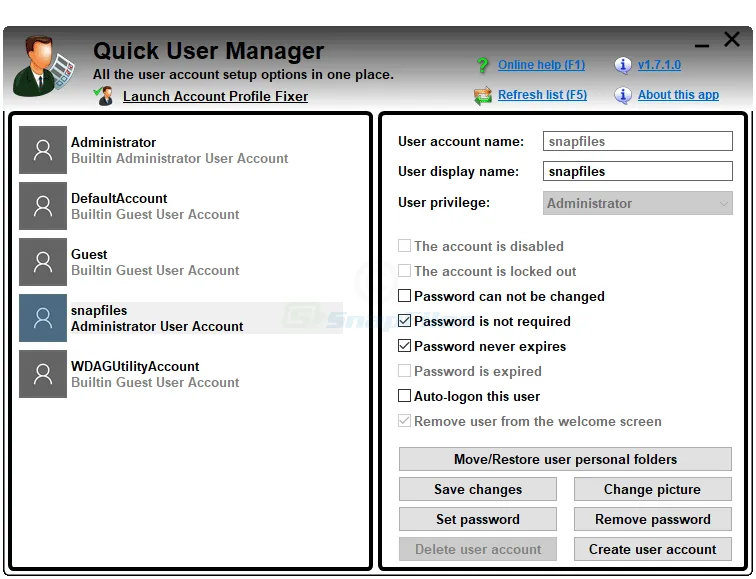 Quick User Manager 스크린샷 1