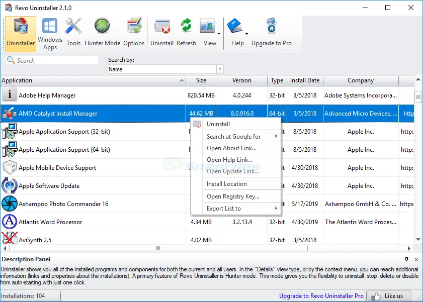 Revo Uninstaller 스크린샷 1