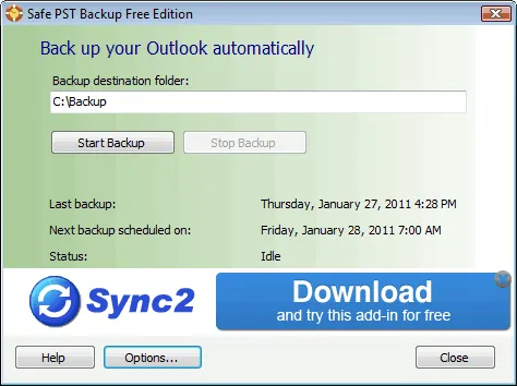 Safe PST Backup (Free Edition) 스크린샷 1