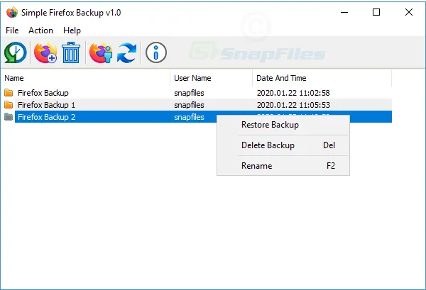 Simple Firefox Backup 스크린샷 1