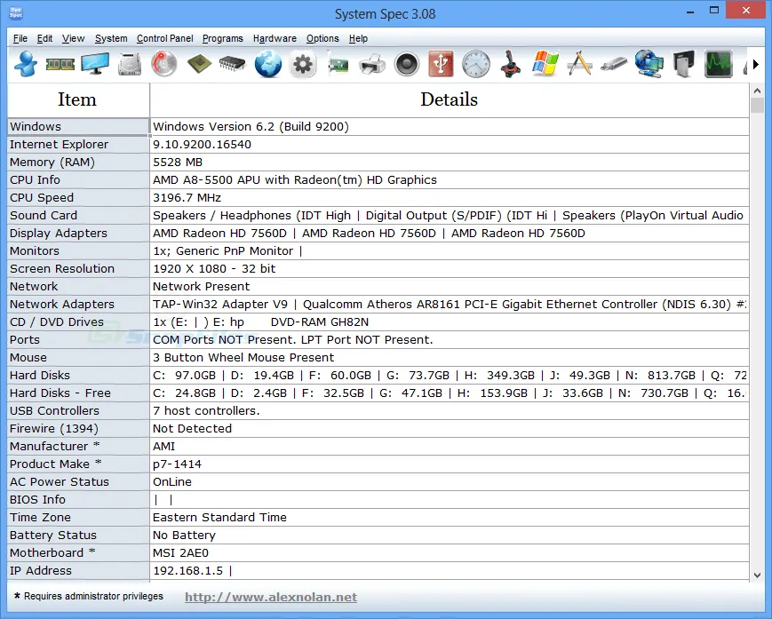 System Spec 스크린샷 1