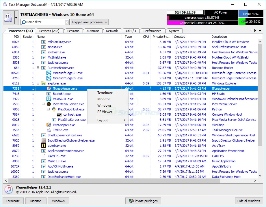 MiTeC Task Manager DeLuxe 스크린샷 1