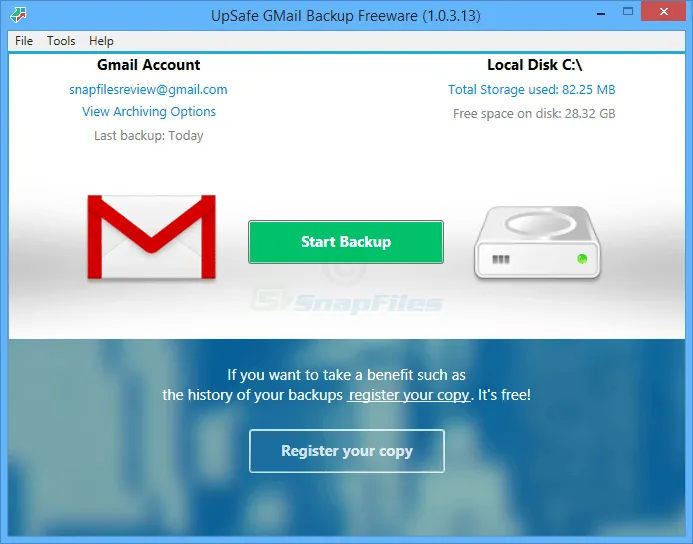 UpSafe Gmail Backup 스크린샷 1