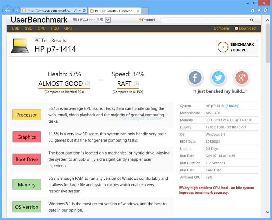 UserBenchmark 스크린샷 1