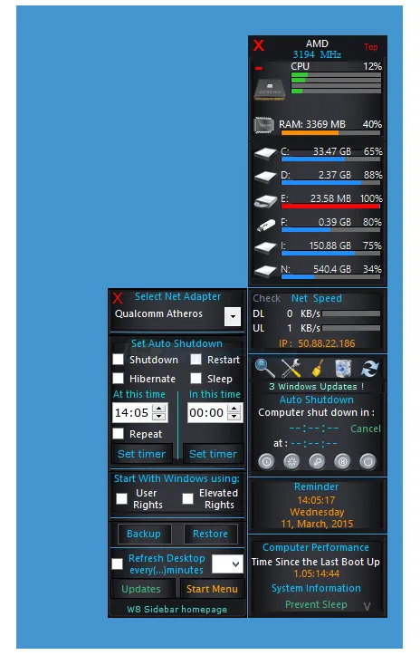 W8 Sidebar 스크린샷 2