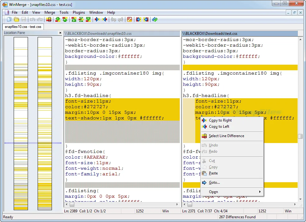 WinMerge 스크린샷 1