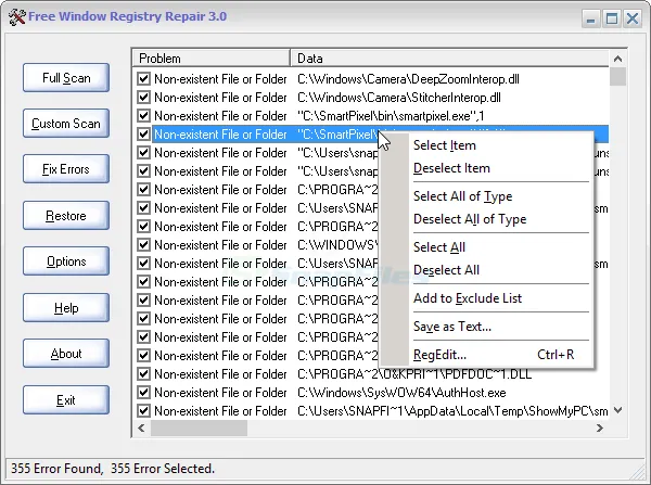 Free Window Registry Repair 스크린샷 1