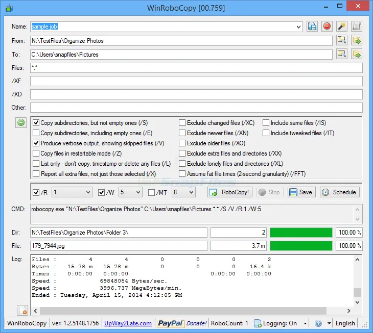 WinRoboCopy 스크린샷 1